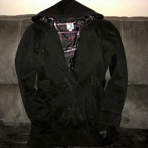 Roxy black trench coat double breasted jacket